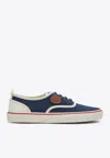 Valentino Garavani Blue Low Top Sneakers With Vlogo Patch On The Side In Cotton Man In Blue