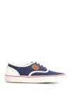 Valentino Garavani Blue Low Top Sneakers With Vlogo Patch On The Side In Cotton Man