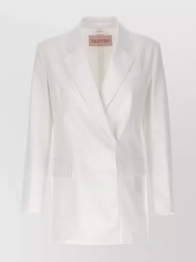 Valentino Single Breast Cotton Jacket In White