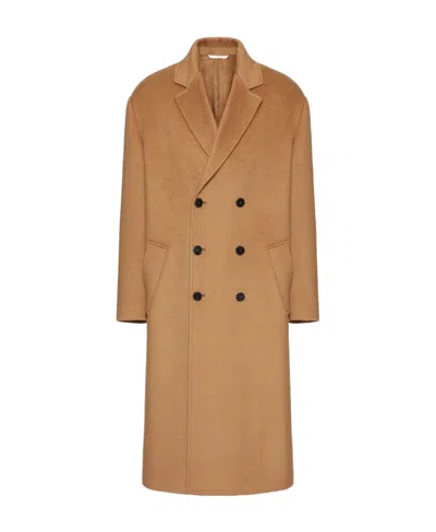 Valentino Notched Lapels Double-breasted Coat In Nude