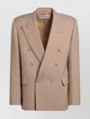 Valentino Double-breasted Jacket Camel Light In Wool In Neutral