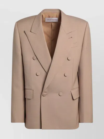 VALENTINO NOTCHED LAPELS WOOL DOUBLE-BREASTED JACKET