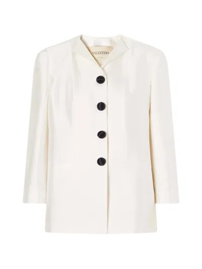 Valentino Notched-lapel Button-up Jacket In White