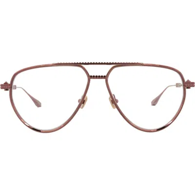 Valentino Garavani Valentino Novelty 59mm Aviator Optical Glasses In Brown Brown Transparent