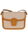 Valentino Garavani Structured Beige Calfskin Shoulder Bag In Neutrals