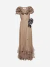 Valentino Belted Ruffled Embellished Silk-georgette Gown