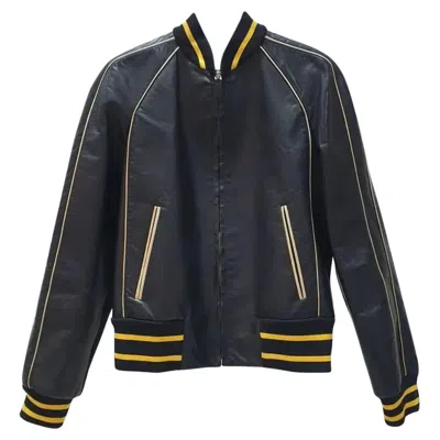 Pre-owned Valentino Nwot  Black Butterfly Leather Bomber Jacket