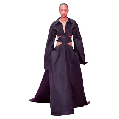Pre-owned Valentino Nwt  Runway Black Cutout Coat Dress Gown