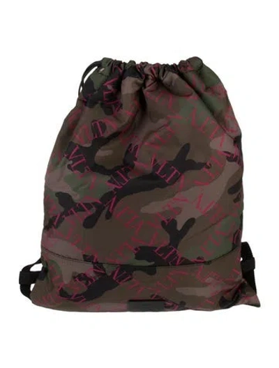 Pre-owned Valentino Garavani Nylon Backpack In Green
