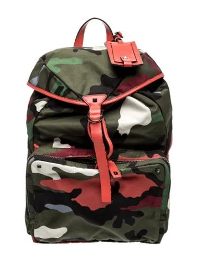 Pre-owned Valentino Garavani Nylon Backpack In Green
