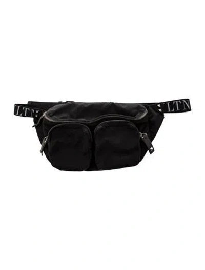 Pre-owned Valentino Garavani Nylon Belt Bag In Black