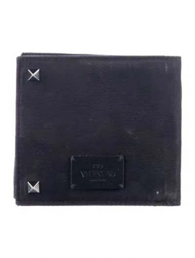 Pre-owned Valentino Garavani Nylon Bifold Wallet In Black