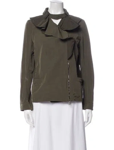 Pre-owned Valentino Nylon Biker Jacket In Green