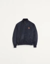 Valentino High Collar Bomber Jacket With Side Pockets In Navy
