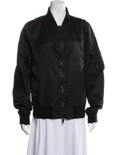 Pre-owned Valentino Nylon Bomber Jacket In Black