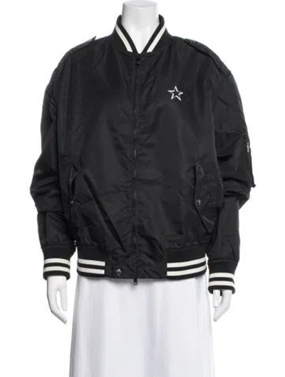 Pre-owned Valentino Nylon Bomber Jacket In Black