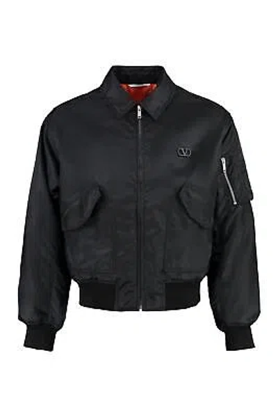 Pre-owned Valentino Nylon Bomber Jacket In Black