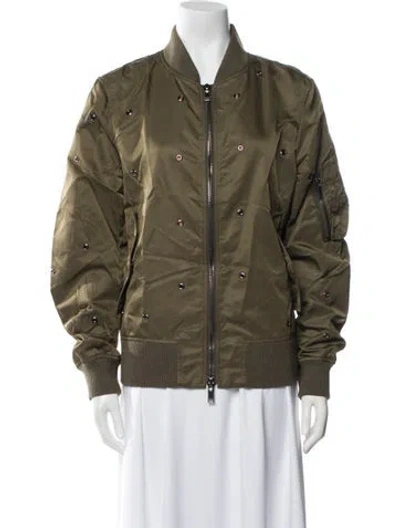 Pre-owned Valentino Nylon Bomber Jacket In Green
