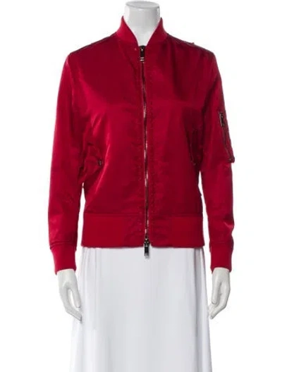 Pre-owned Valentino Nylon Bomber Jacket In Red