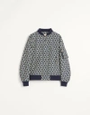 Valentino Toute La V Print Bomber Jacket In Navy/cream