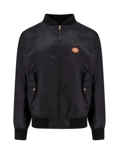 Valentino Logo Signature Hooded Jacket In Black