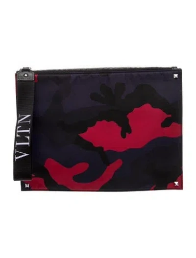 Pre-owned Valentino Garavani Nylon Clutch W/ Tags In Blue