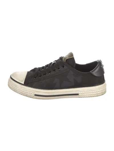 Pre-owned Valentino Garavani Nylon Colorblock Pattern Sneakers In Black