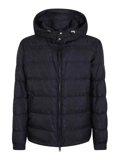 Valentino Iconographe Padded Jacket Hood In Blue