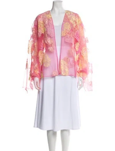 Pre-owned Valentino Nylon Floral Print Jacket In Pink