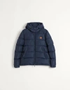 Valentino Nylon Hooded Down Jacket With Vlogo Patch In Blue