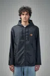 Valentino Nylon Hooded Windbreaker With V-logo Patch In Black