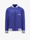 Valentino Blue Bomber Jacket In Printed Polyamide With Zip And High Collar