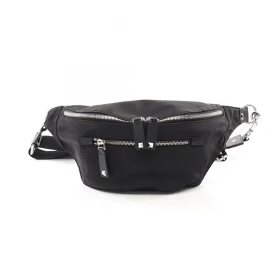 Pre-owned Valentino Garavani Nylon Leather Fanny Pack () In Black