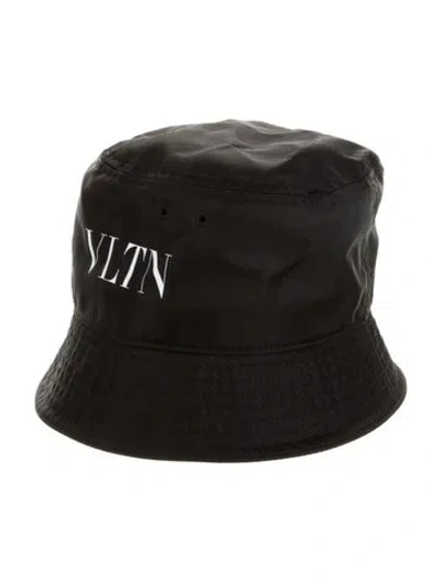 Pre-owned Valentino Garavani Nylon Logo Bucket Hat In Black