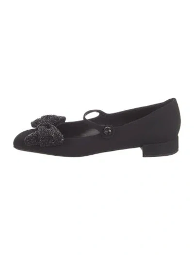 Pre-owned Valentino Garavani Nylon Mary Jane Flats In Black