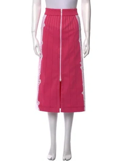 Pre-owned Valentino Nylon Midi Length Skirt W/ Tags In Pink