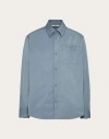 Valentino Nylon Shirt Jacket With Rubberised V Detail In Stone