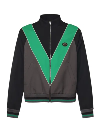 Valentino Nylon Sweatshirt With Inlaid V In Black