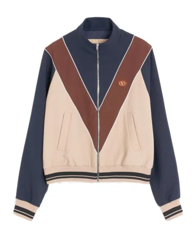 Valentino Nylon Sweatshirt With Zip And Vlogo Patch In Black