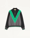 Valentino Nylon Sweatshirt With Zip And Vlogo Patch In Multi
