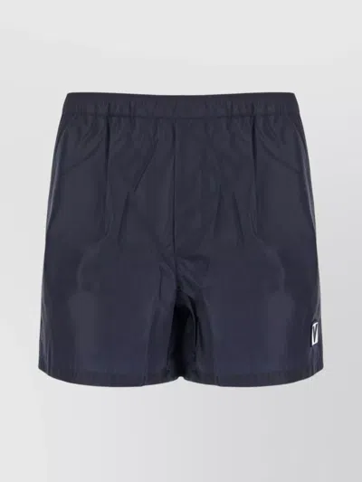 Valentino Nylon Swim Shorts With Back Pocket And Elastic Waistband In Blue