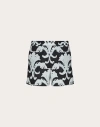 Valentino Nylon Swimsuit With Metamorphos Wall Print In Black/pearl Grey