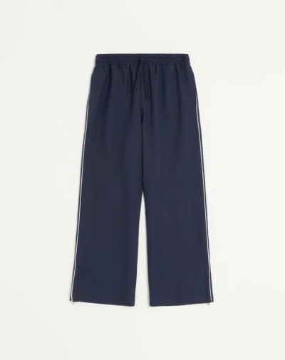 Valentino Nylon Trousers With Vlogo Patch In Blue