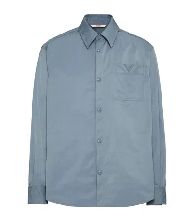 Valentino Nylon V-detail Shirt Jacket In Grey