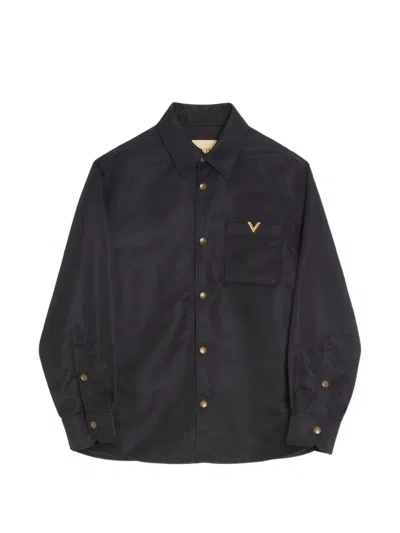 Valentino Nylon With Vgold Shirt-jacket In Black