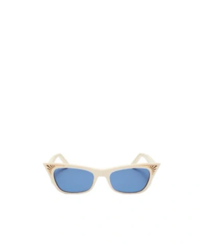 Valentino Garavani Occhiale Cat-eye In Acetato In Ivory/blue
