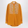 Valentino Ochre Yellow Shirt With Beads And Lace In Orange