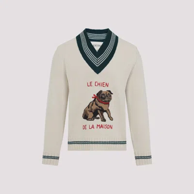 VALENTINO OFF -WHITE JACQUARD WOOL SWEATER