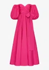 Valentino Off-shoulder Micro Faille Evening Gown In Pink