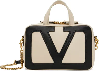 VALENTINO GARAVANI OFF-WHITE & BLACK VIVA SUPERSTAR NAPPA LEATHER BAG